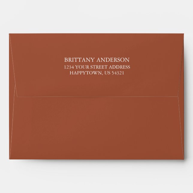 Personalised Return Address Terracotta Invitation Envelope (Back (Top Flap))