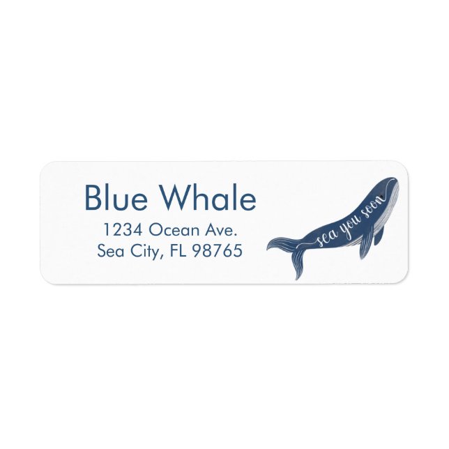 Personalised Return Label Blue Whale Ocean Sea (Front)