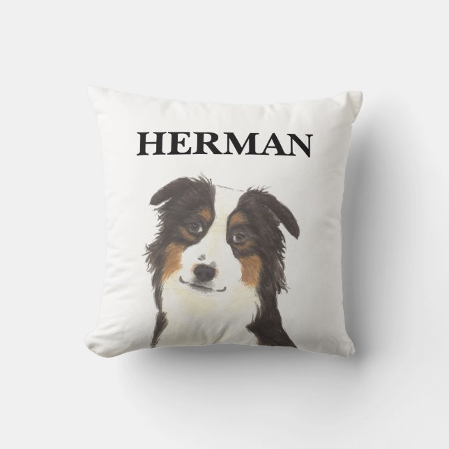 Personalised Reversible Aussie Australian Shepherd Cushion (Front)