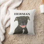 Personalised Reversible Black Pitbull Staffy Dog Cushion<br><div class="desc">I am in love with this beautifully detailed watercolor illustration of a black pitbull or staffy dog! Personalise these reversible throw pillows with your name or monogram to compliment your decor! Shop the rest of my collection for the sweetest housewarming, bridal shower, teacher, mother-in-law, husband, boyfriend, secret santa, or tough-to-shop-for...</div>
