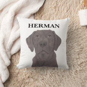 Personalised Reversible Chocolate Labrador Cushion