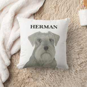 Personalised Reversible Grey Silver Schnauzer Cushion