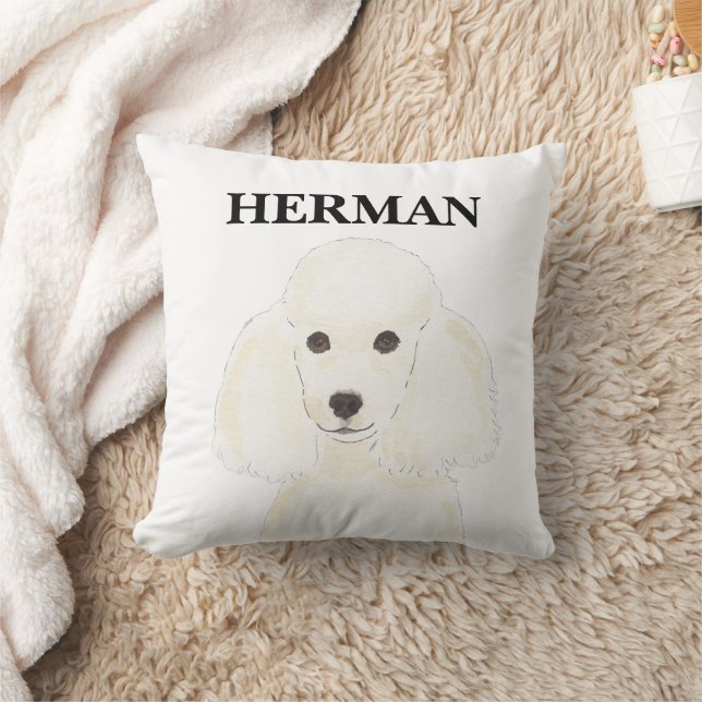 Personalised Reversible White Poodle Cushion (Blanket)