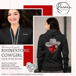 Personalised Rhinestone Cowgirl Hat & Heart Hoodie