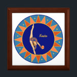 Personalised Rhythmic Gymnastic Jewellery Box<br><div class="desc">Place all your treasures in this lovely wooden gift box by DeHaan Designs.   Beautiful rhythmic gymnast dances with a ball on tile box top. Customise box size and colour,  add name to personalise.   Amazing gift idea for Christmas or any holiday.  Ships all over the world.</div>