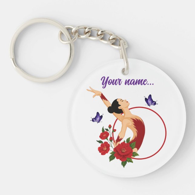 Personalised Rhythmic Gymnastics  Key Ring (Front)