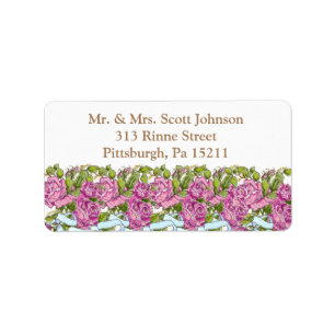 Personalised Ribbon & Roses Floral Address Label