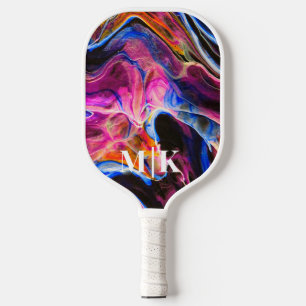 Personalised Rich Blue Agate Swirls Monogrammed Pickleball Paddle