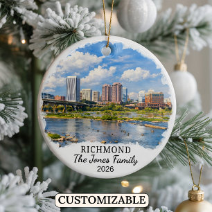 Personalised Richmond Ornament, Custom Virginia Ceramic Tree Decoration