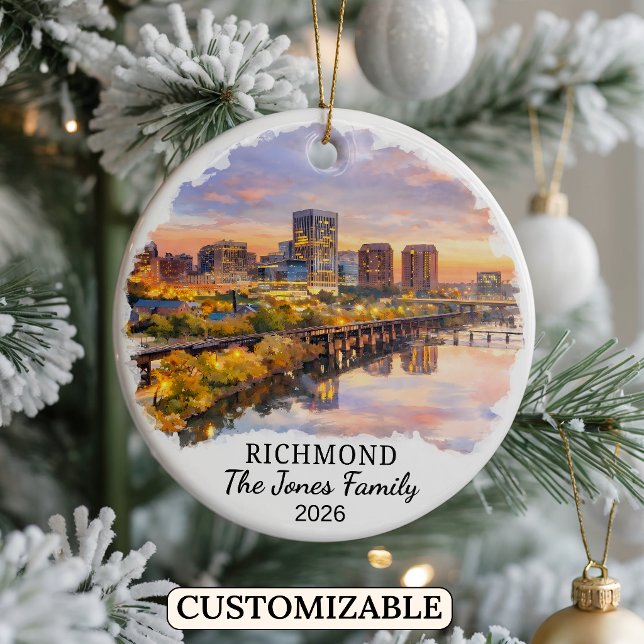 Personalised Richmond Ornament, Custom Virginia Ceramic Tree Decoration (Creator Uploaded)