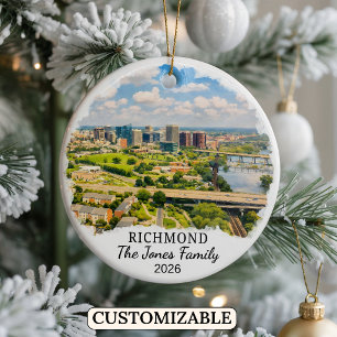 Personalised Richmond Ornament, Custom Virginia Ceramic Tree Decoration