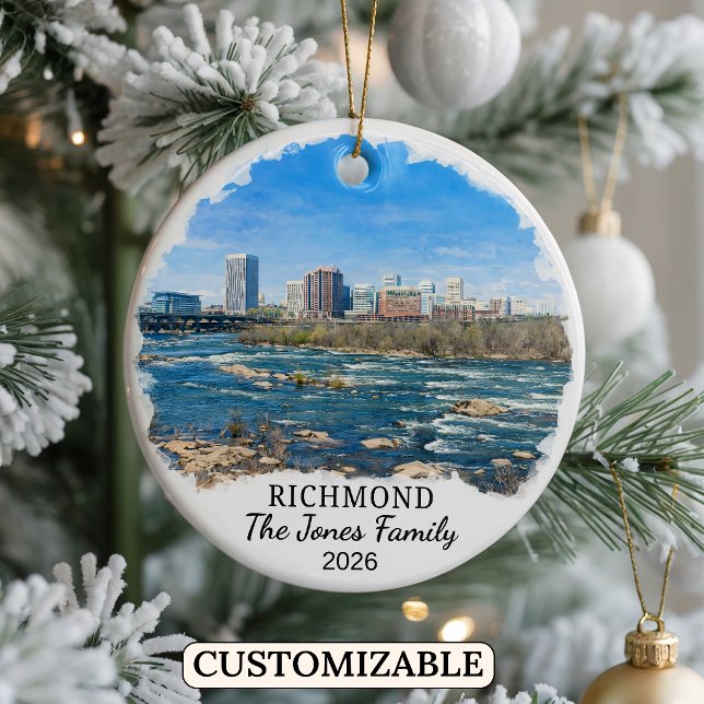 Personalised Richmond Ornament, Custom Virginia Ceramic Tree Decoration (Creator Uploaded)