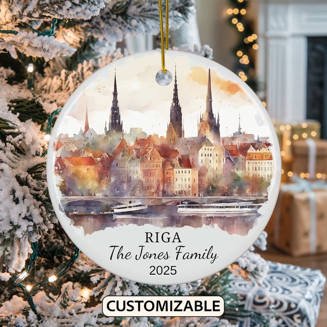 Personalised Riga Ornament, Latvia Gift Ceramic Tree Decoration (Creator Uploaded)