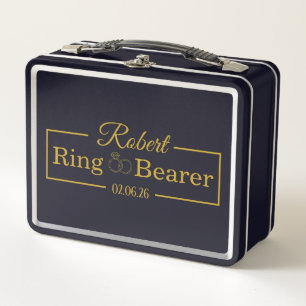 Personalised Ring Bearer Baseball Gift for Groomsm Metal Lunch Box