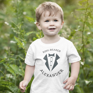 Personalised Ring Bearer Tuxedo Black White Baby T-Shirt