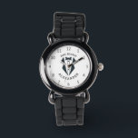 Personalised Ring Bearer Tuxedo Black White Watch<br><div class="desc">A personalised keepsake wristwatch for the ring bearer in your wedding party,  featuring a black illustration of a tuxedo framed by the words "ring bearer" and the child's first name in curved black type.</div>