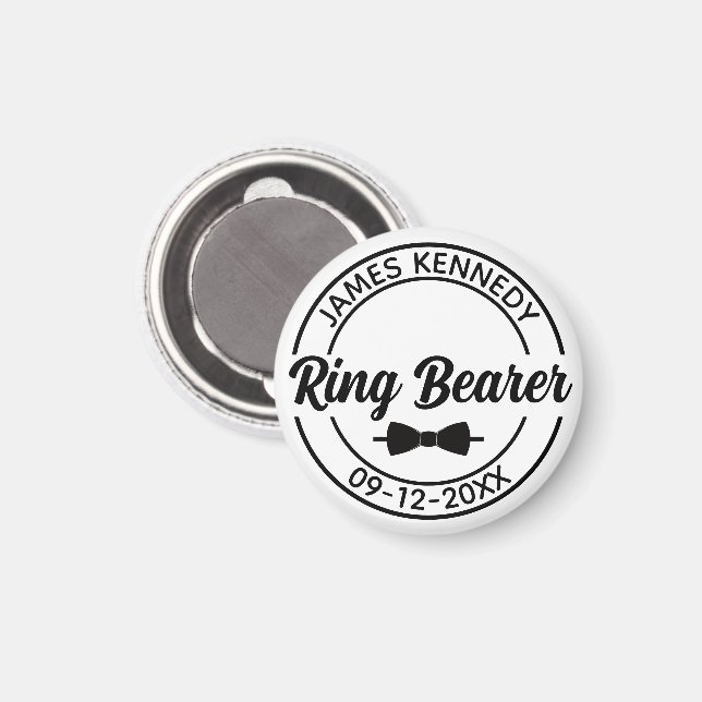 Personalised Ring Bearer with Name & Wedding Date Magnet (Front/Back)