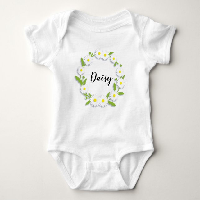 Personalised Ring of Daisies Baby Bodysuit (Front)