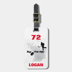 Personalised Rip The Net Hockey Player Hockey Bag Luggage Tag
