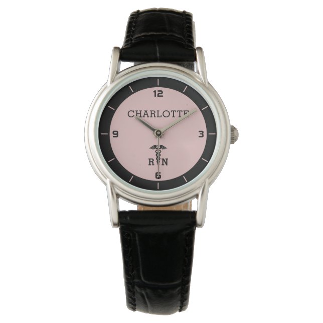 Personalised RN Medical Symbol Nurse Gift Watch (Front)
