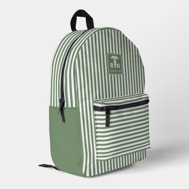 Personalised RN Modern and Elegant Stripes Pattern Printed Backpack (Back Corner Left)
