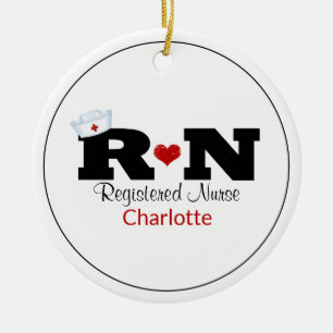 Personalised Rn Nurse Christmas Ceramic Tree Decoration