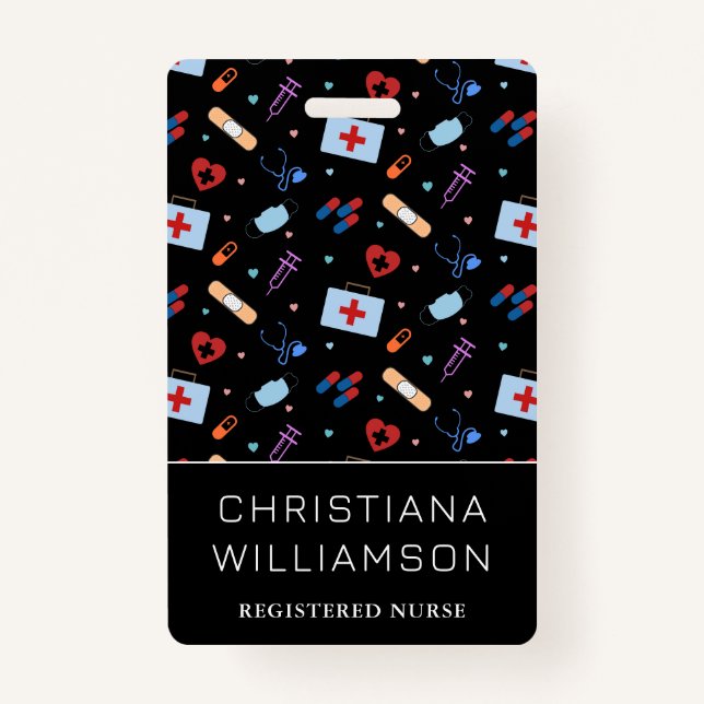 Personalised RN Nurse | Doctor Medical Pattern ID Badge (Front)