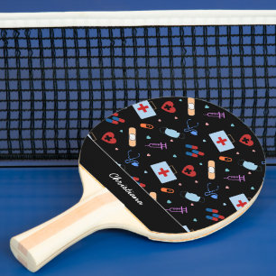 Personalised RN Nurse Doctor Medical Pattern Ping Pong Paddle