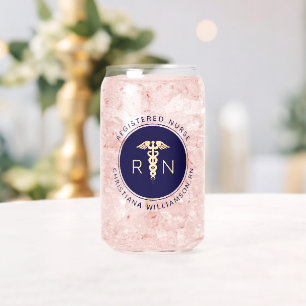 Personalised RN Nurse Nursing School Graduation Can Glass