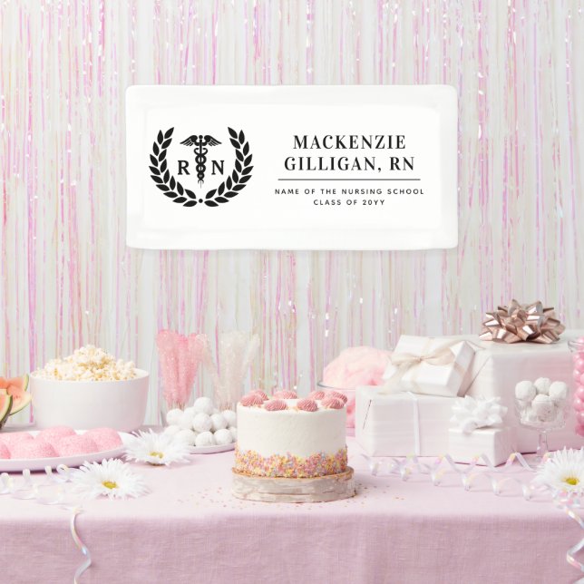 Personalised RN Nursing School Graduation Elegant Banner (Party)