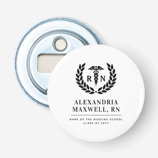Personalised RN Nursing School Graduation Elegant Bottle Opener (Front)