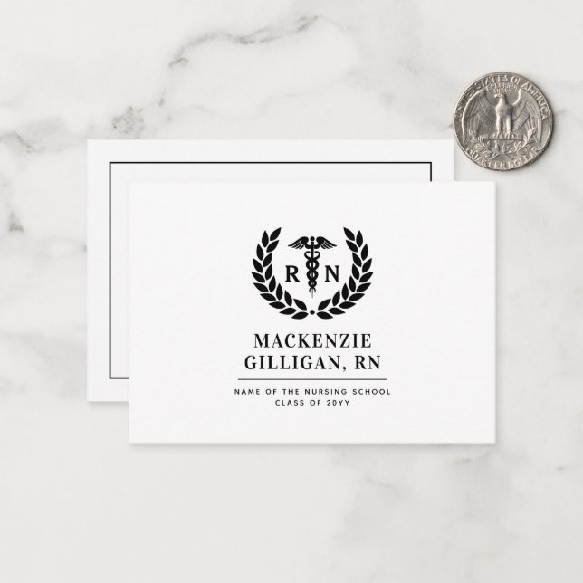 Personalised RN Nursing School Graduation Elegant Card (Front/Back In Situ)