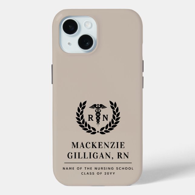 Personalised RN Nursing School Graduation Elegant Case-Mate iPhone Case (Back)