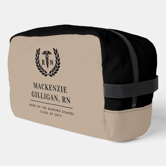 Personalised RN Nursing School Graduation Elegant Dopp Kit (Left Corner)