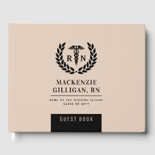 Personalised RN Nursing School Graduation Elegant Guest Book