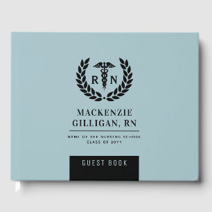 Personalised RN Nursing School Graduation Elegant Guest Book