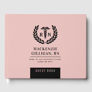 Personalised RN Nursing School Graduation Elegant Guest Book