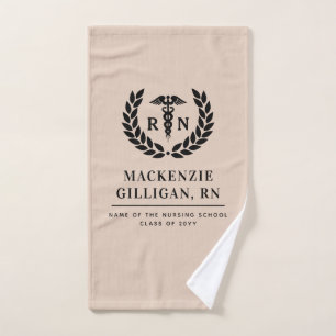 Personalised RN Nursing School Graduation Elegant Hand Towel