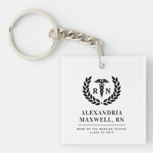 Personalised RN Nursing School Graduation Elegant Key Ring
