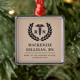 Personalised RN Nursing School Graduation Elegant Metal Tree Decoration