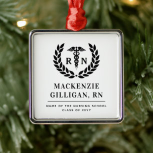 Personalised RN Nursing School Graduation Elegant Metal Tree Decoration