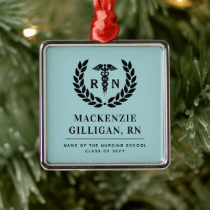 Personalised RN Nursing School Graduation Elegant Metal Tree Decoration