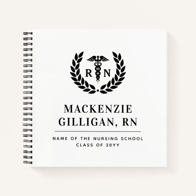 Personalised RN Nursing School Graduation Elegant Notebook (Front)
