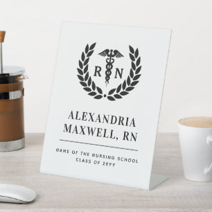 Personalised RN Nursing School Graduation Elegant Pedestal Sign