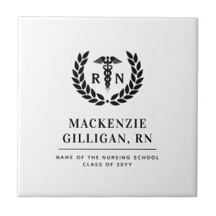 Personalised RN Nursing School Graduation Elegant Tile