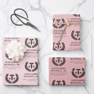 Personalised RN Nursing School Graduation Elegant Wrapping Paper Sheet