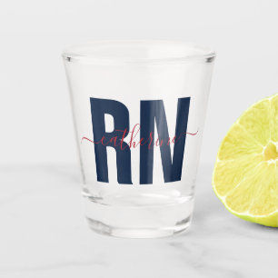 Personalised RN Registered Nurse Blue & Red Shot Glass