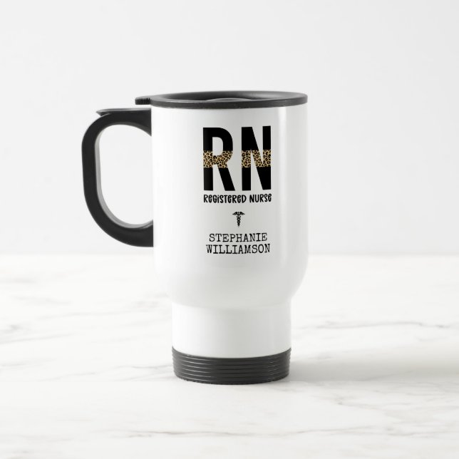 Personalised RN Registered Nurse Graduation Gifts Travel Mug (Left)