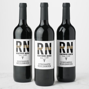 Personalised RN Registered Nurse Graduation Gifts Wine Label