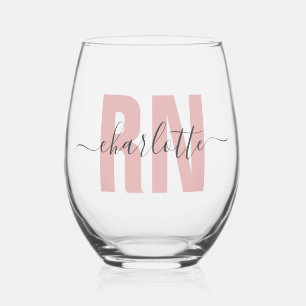 Personalised RN Registered Nurse Graduation Stemless Wine Glass